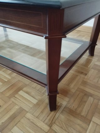 Mesa centro madera y cristal doble