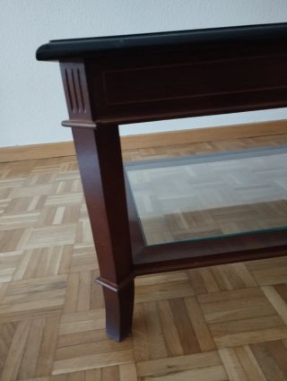 Mesa centro madera y cristal doble