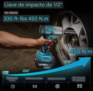 Llave Impacto Inalámbrica SeeSii (2 Baterías)