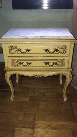 Cabecero antiguo madera capitoné beige/tela