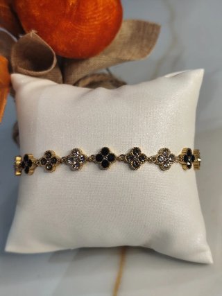 Pulsera Acero Chapado Oro 18k Flores