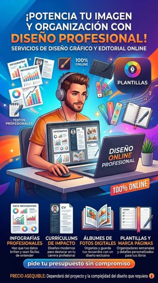 Creación de infografías, álbumes, CV y plantillas.