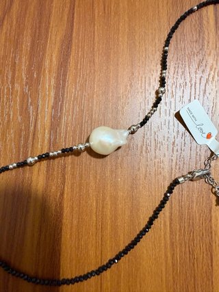 Collar Perla Barroca 18mm Espinela Plata Acero