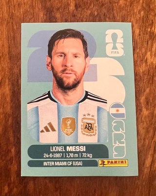 Cromo Panini Mundial 2026 Messi Argentina
