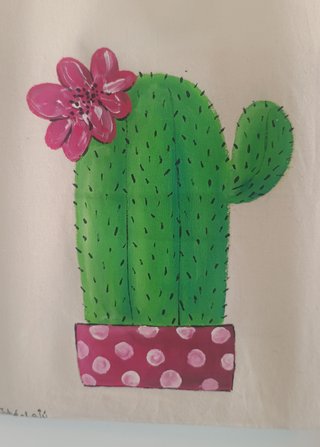 Bolso Tote Pintado a Mano Cactus Rosa
