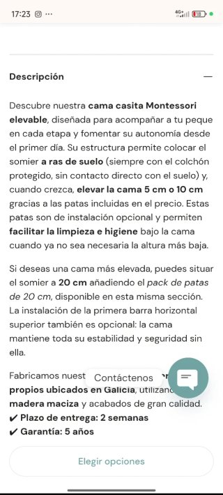 Cama Montessori Casita Elevada Madera 105 cm