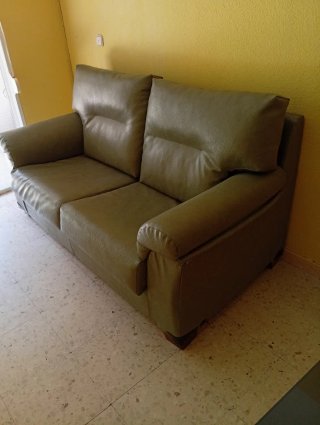 Sofá 3 plazas polipiel verde