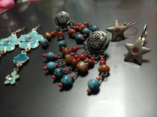 3 pares pendientes vintage flor y estrella