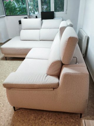 Sofá chaise longue beige/gris