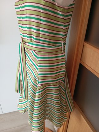 Vestido de rayas verde talla L
