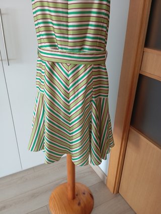 Vestido de rayas verde talla L