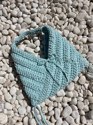 Bolso crochet mediano azul