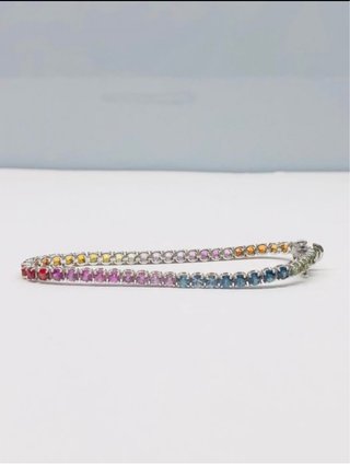Pulsera Zafiros Oro Blanco Joyería italiana Corvin