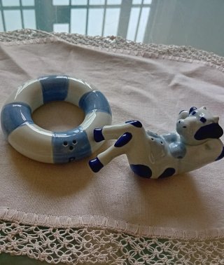 Set sale e pepe mucca sul salvagente