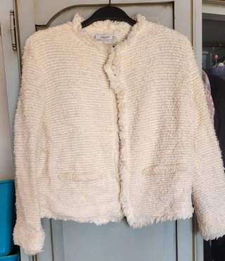 Chaqueta Mango Blanca Texturizada