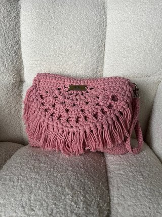 Bolso Clutch Rosa Tejido