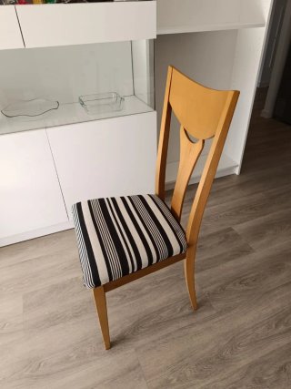 Mesa comedor roble/cristal transparente + 4 sillas