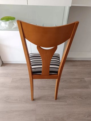 Mesa comedor roble/cristal transparente + 4 sillas