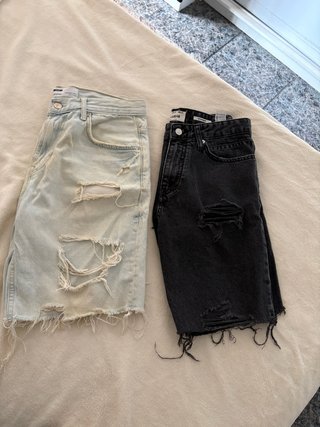Lote 2 Pantalones Cortos Vaqueros Desgastados