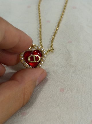 Collar Dior Corazón Rojo Perlas CD