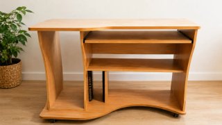 Escritorio de madera con ruedas