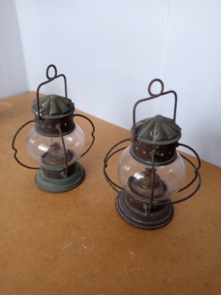 2 Faroles Quinqué Náutico Cobre Años 50 antiguo