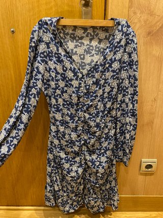 Vestido corto floral Mango azul
