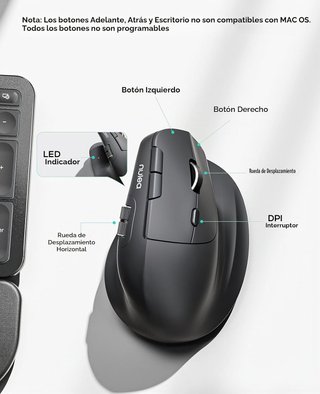 Ratón vertical ergonómico con Bluetooth y 6 DPI