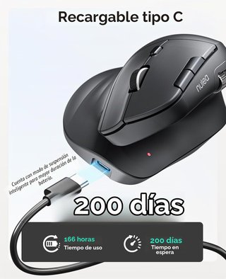 Ratón vertical ergonómico con Bluetooth y 6 DPI