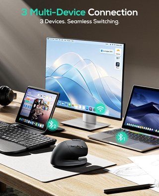 Ratón vertical ergonómico con Bluetooth y 6 DPI