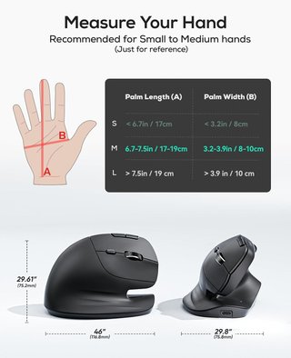 Ratón vertical ergonómico con Bluetooth y 6 DPI