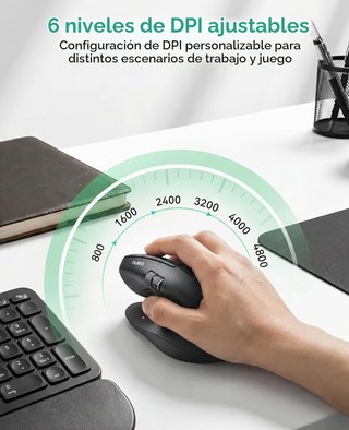 Ratón vertical ergonómico con Bluetooth y 6 DPI