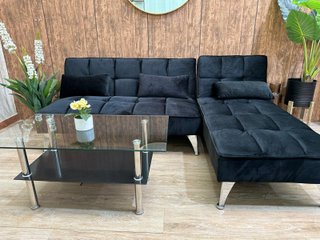 Sofá Cama Chaise Longue Negro 200cm