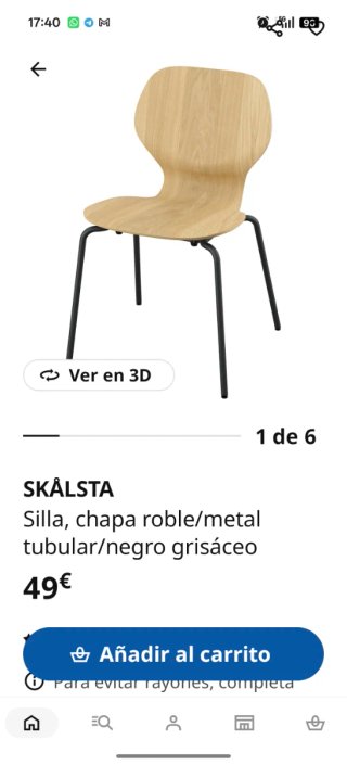 Silla Skålsta Ikea madera y metal