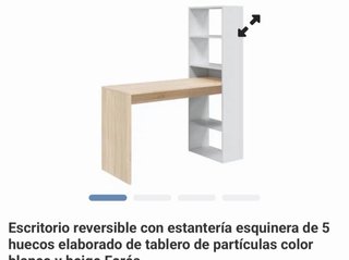 Escritorio con estantería blanca