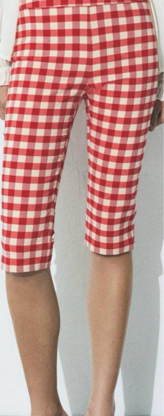 Pantalón Capri Cuadros Rojo y Blanco
