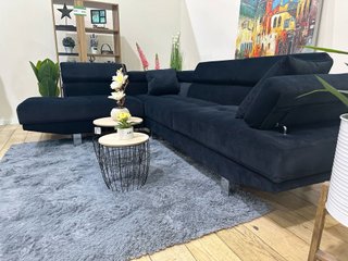 Sofá Rinconera Terciopelo Negro 260cm