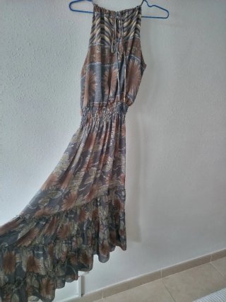 Vestido largo seda estampado floral