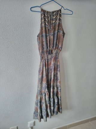 Vestido largo seda estampado floral