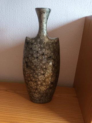 Jarrón Decorativo Plateado y Gris