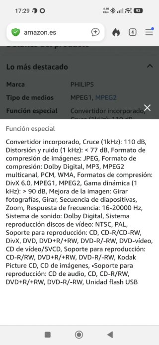 Reproductor DVD y CD audio Philips