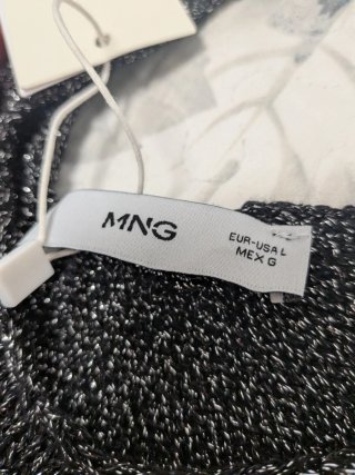 Vestido Mango Negro Plateado Talla L Nuevo