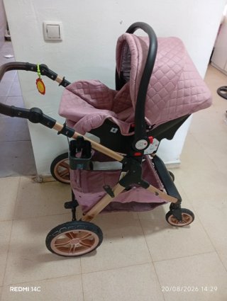 Carro de bebé rosa 3 en 1