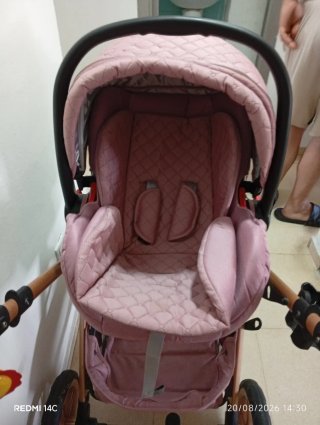 Carro de bebé rosa 3 en 1