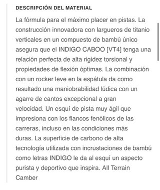 Esquís Indigo Caboo VT4 1,71