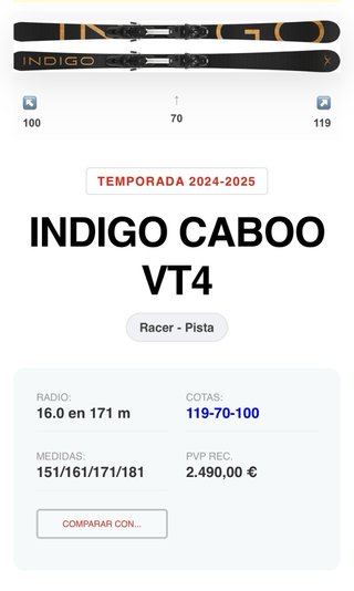 Esquís Indigo Caboo VT4 1,71