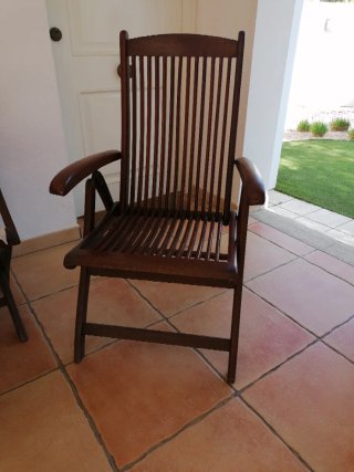 Conjunto mesa y sillas jardín madera