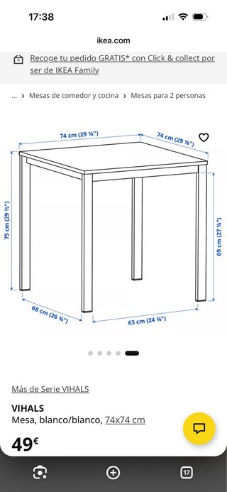 Mesa Blanca Ikea modelo Vihals