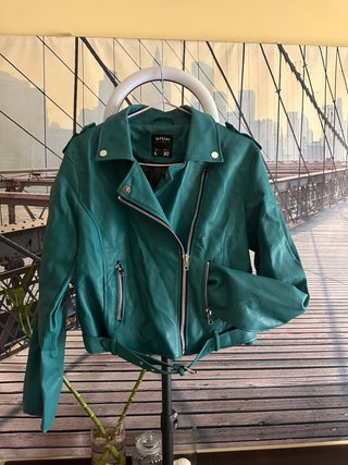 Chaqueta Biker Lefties Efecto Piel Verde Esmeralda