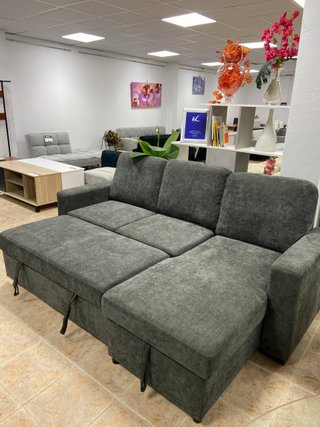 OFERTÓN Sofá cama gris oscuro + arcón